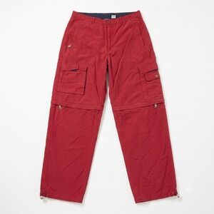Vintage Utility Mens 33x30 Red Convertible Cargo Pants Zip Off‎ Shorts Y2K